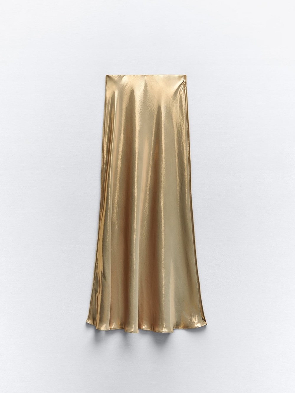 Zara Long Metallic Skirt Golden size XS